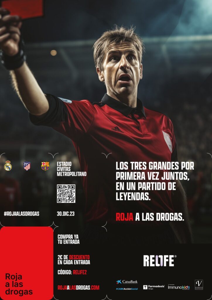 Leyendas Atlético Madrid Real Madrid y F.C. Barcelona Estadio Cívitas Metropolitano ROJA DROGAS