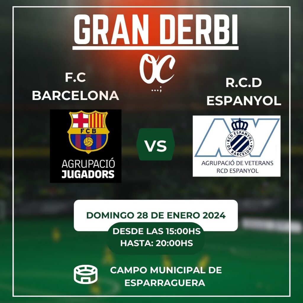 Agrupación de Jugadores del FC Barcelona y de la Asociación de Veteranos del RCD Espanyol se vuelven a unir en el campo a favor de la ONG Oído Colina